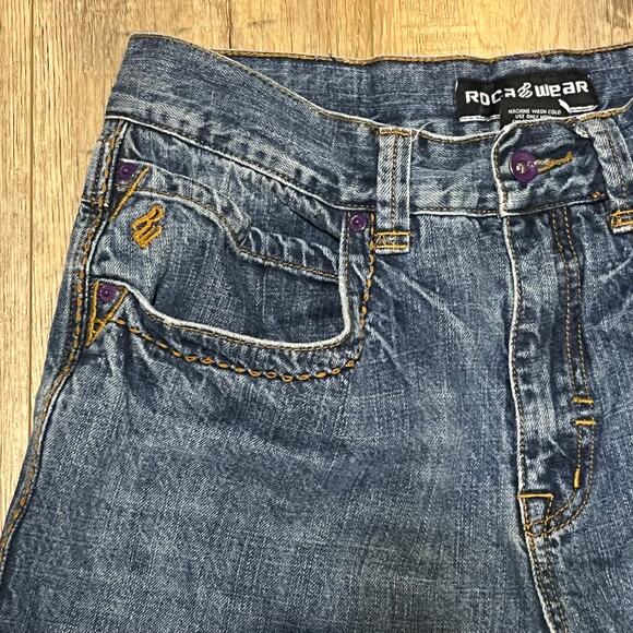 Vtg 90s Y2K Rocawear Baggy Jeans 34x32 Logo Embroidered Big Pockets Goth Skater - Picture 2 of 11